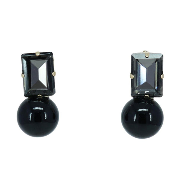 Color Bead Rectangle Crystal Link Post Earring