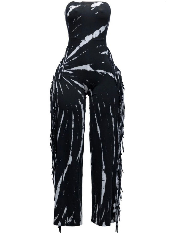 Tie Fringe Jumpsuit (Black)